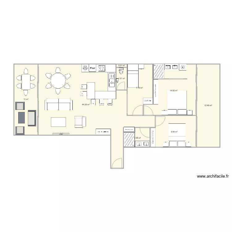 Plan lajarrige 83m2 T4 V2. Plan de 