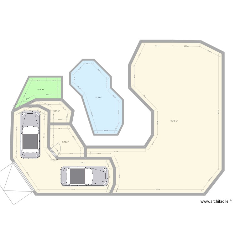 mini projet it 1. Plan de 6 pièces et 164 m2