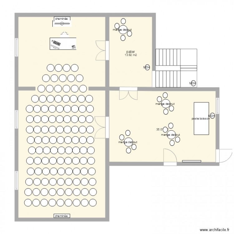 etage version pléniere 101 personnes. Plan de 0 pièce et 0 m2