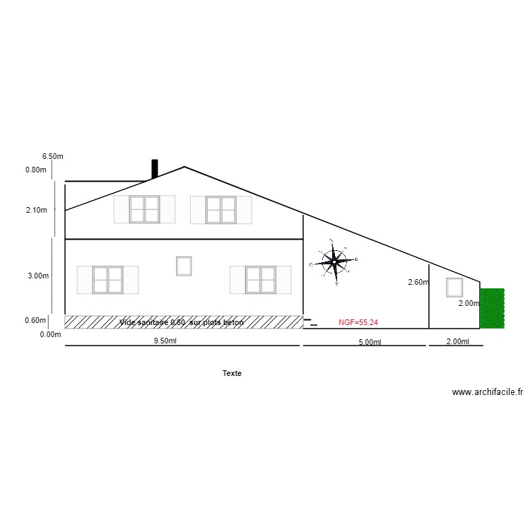 Facade EST                   chalet 50. Plan de 0 pièce et 0 m2