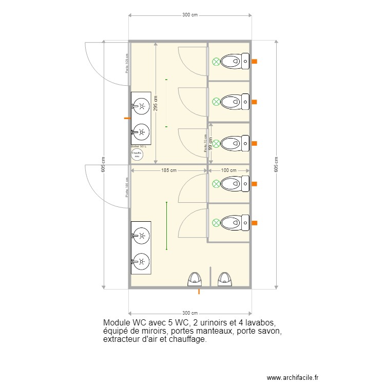 Module WC FH 6030. Plan de 0 pièce et 0 m2