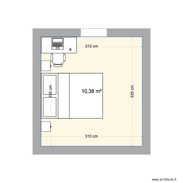 chambre 2. Plan de 1 pièce et 10 m2