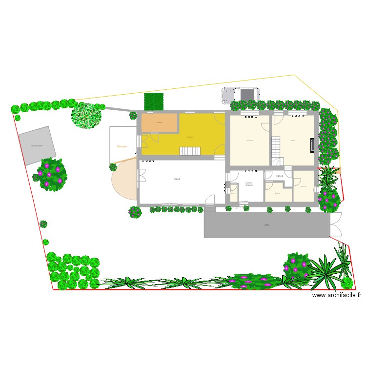 plan terrain avec plantes et terrasse 1  02 03 2020. Plan de 0 pièce et 0 m2