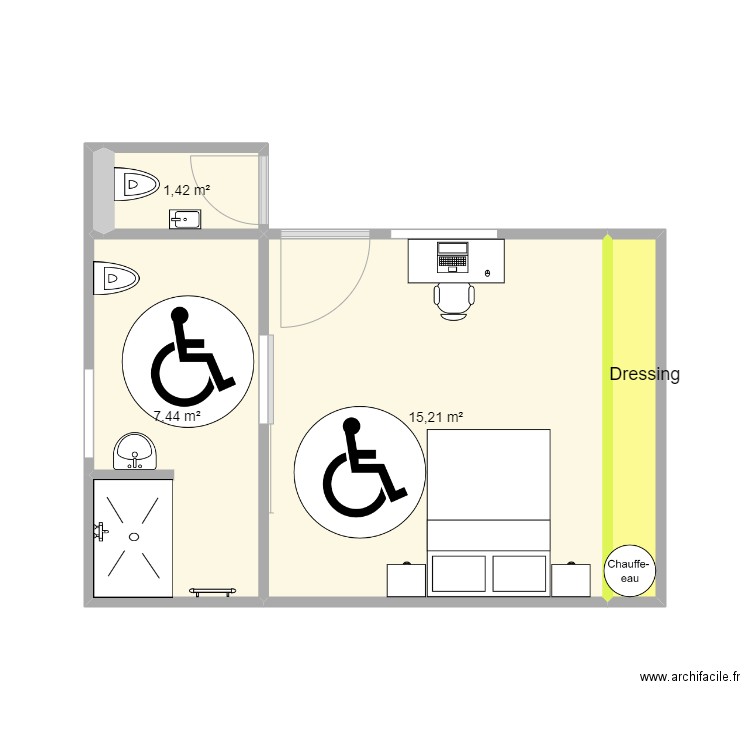 chambre lilou 1. Plan de 5 pièces et 26 m2