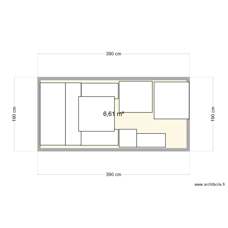 Tulipiers_RDC. Plan de 1 pièce et 7 m2