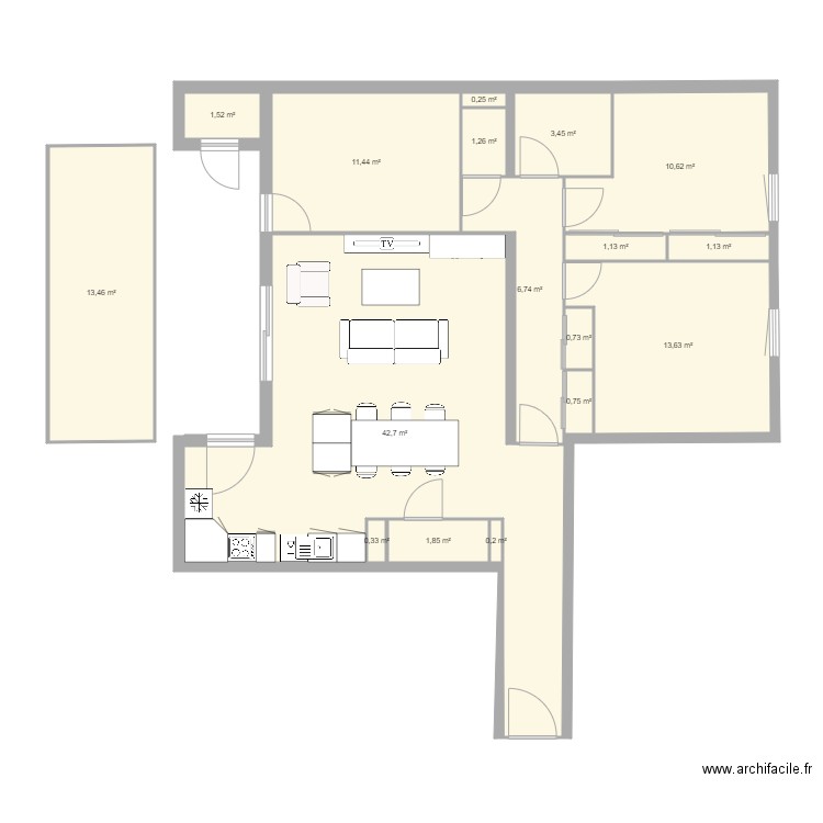 lesOpalines cuisine2. Plan de 17 pièces et 111 m2