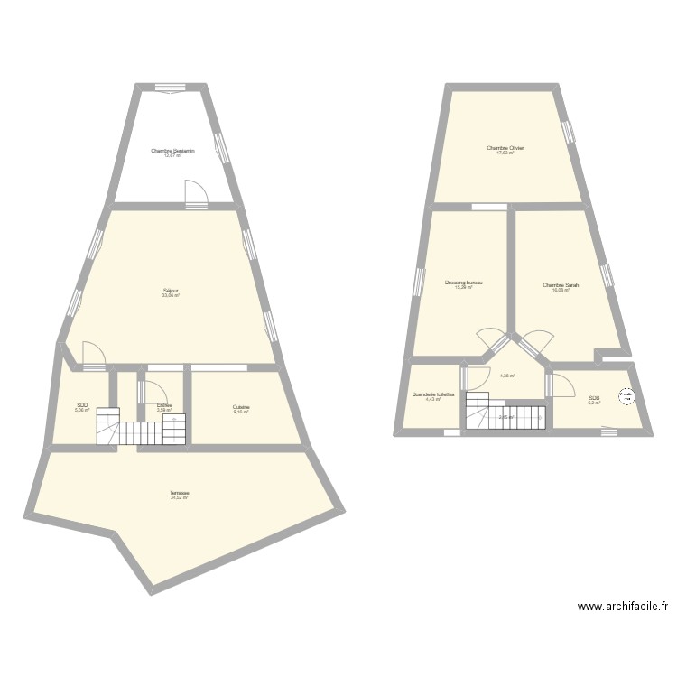 Appartement Olivier. Plan de 13 pièces et 164 m2
