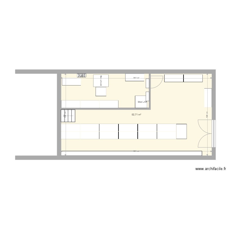 Salle Serveur ALMA V0. Plan de 1 pièce et 53 m2