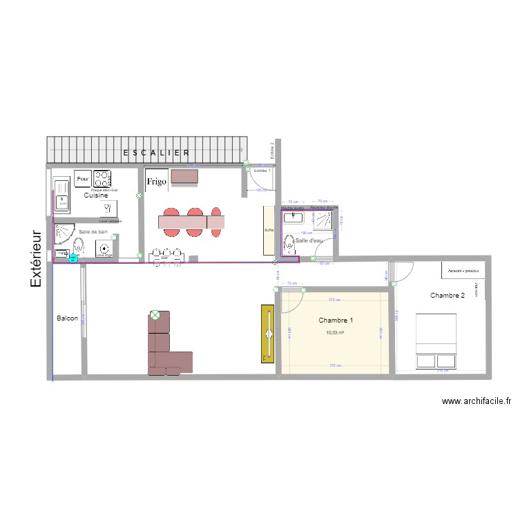 Plan appartement papa. Plan de 1 pièce et 11 m2