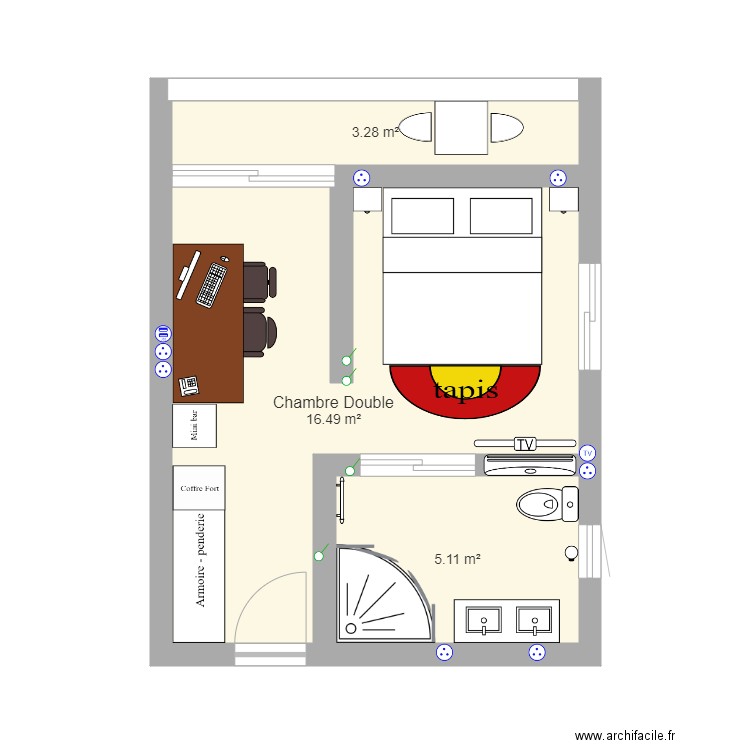 chambrehotel1. Plan de 0 pièce et 0 m2