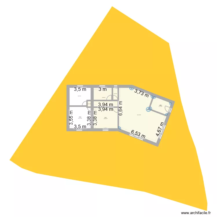 trapeze. Plan de 8  et 100 m²