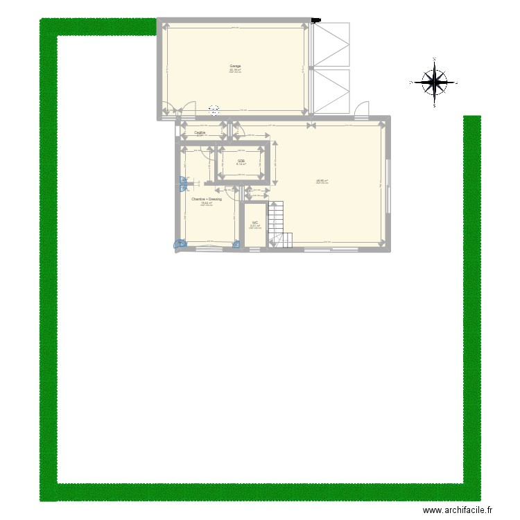 Maison. Plan de 6 pièces et 118 m2