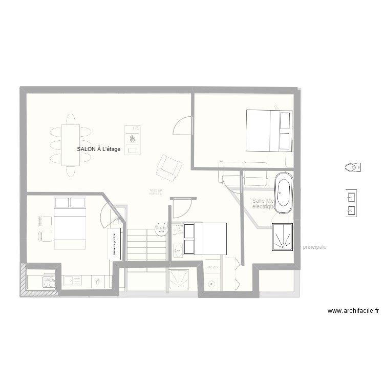 st-antoine 2 etages- 3ch a l'étage 7oct2023b. Plan de 2 pièces et 100 m2