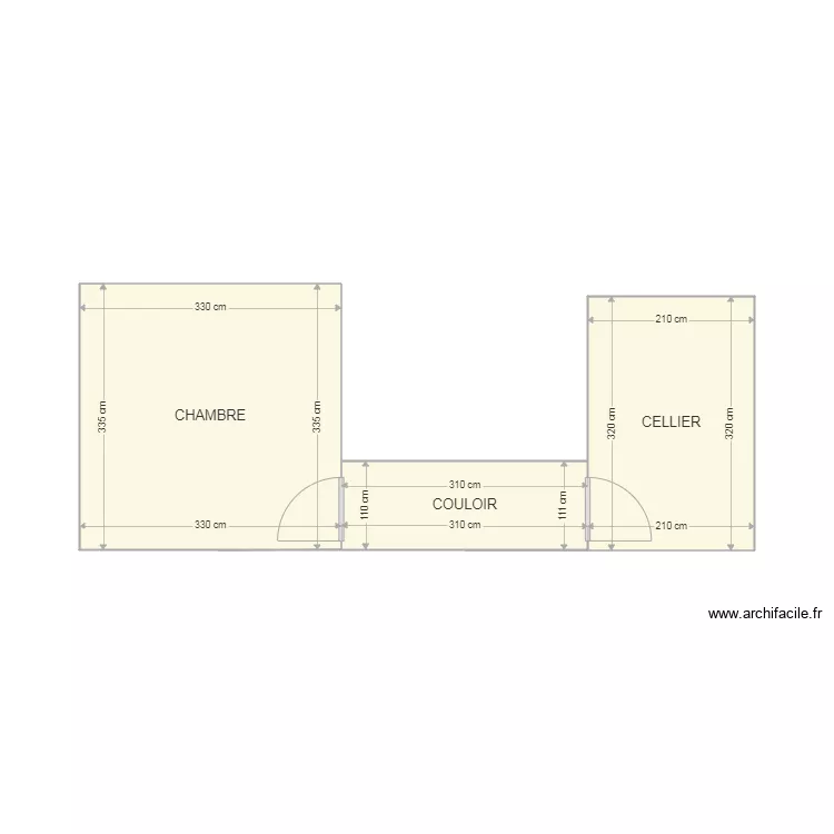 Chambre Couloir Cellier. Plan de 