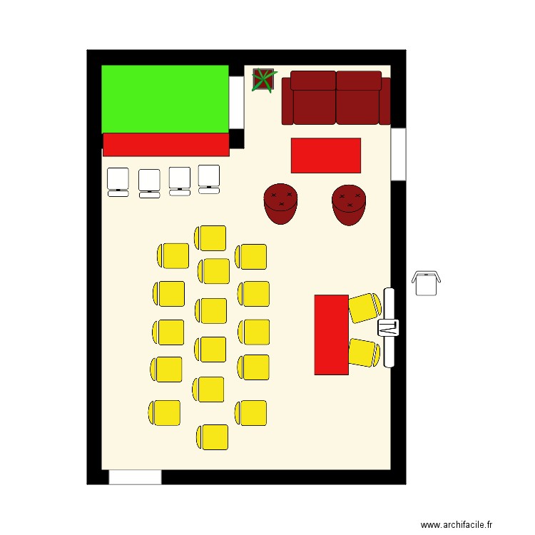 Atelier 13 formation. Plan de 2 pièces et 34 m2