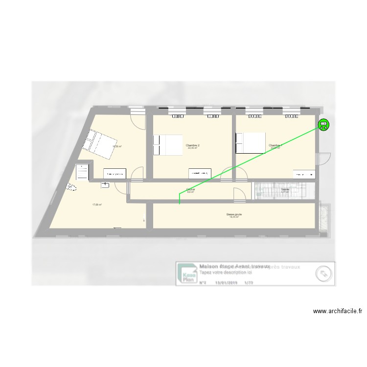 Maison Amenagement. Plan de 16 pièces et 230 m2