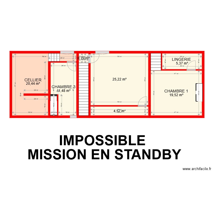 bi 8436 ETAGE . Plan de 9 pièces et 93 m2