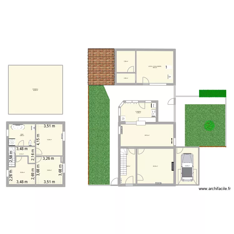 BEN. Plan de 14 pièces et 209 m²
