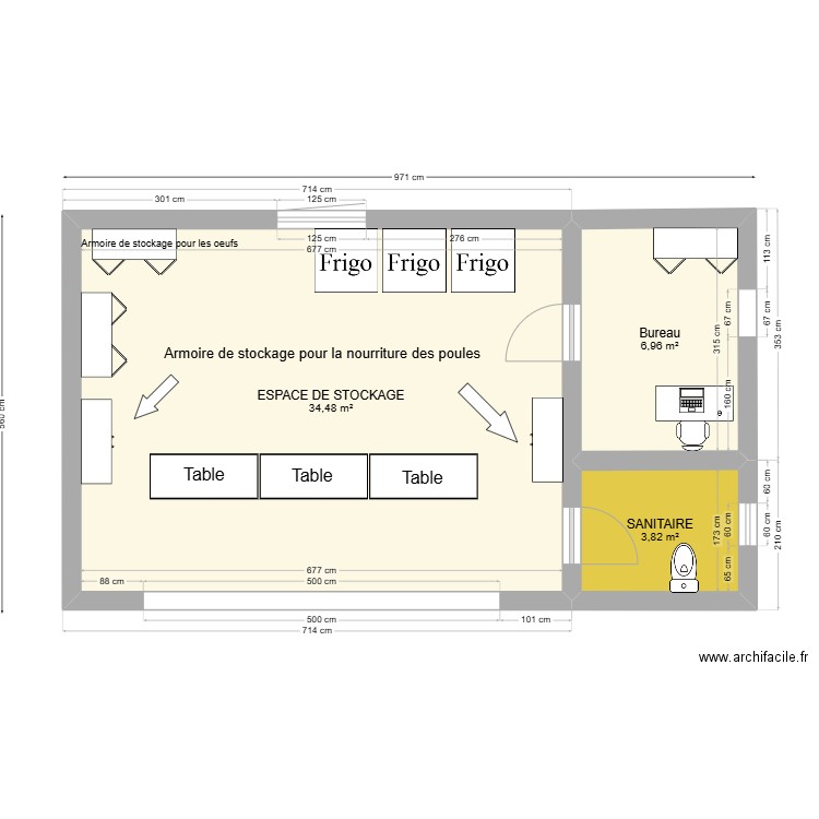 hangar. Plan de 0 pièce et 0 m2