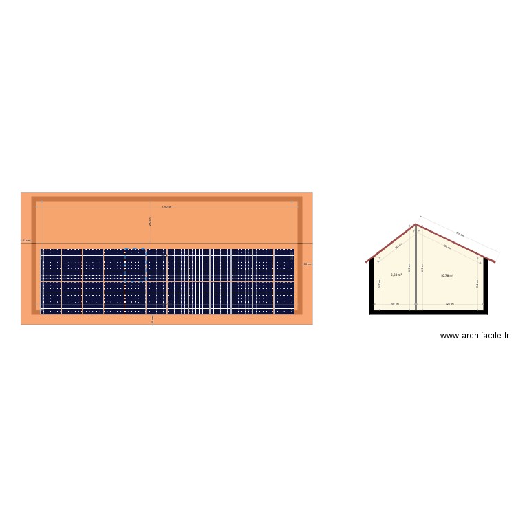 toit deux pan totale. Plan de 3 pièces et 84 m2