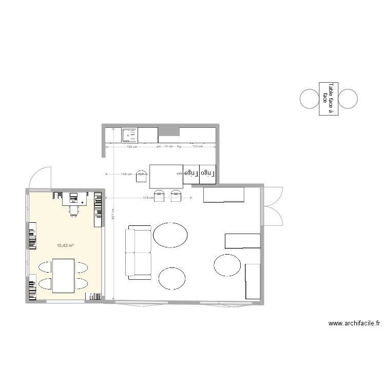 malakoff verriere. Plan de 1 pièce et 10 m2