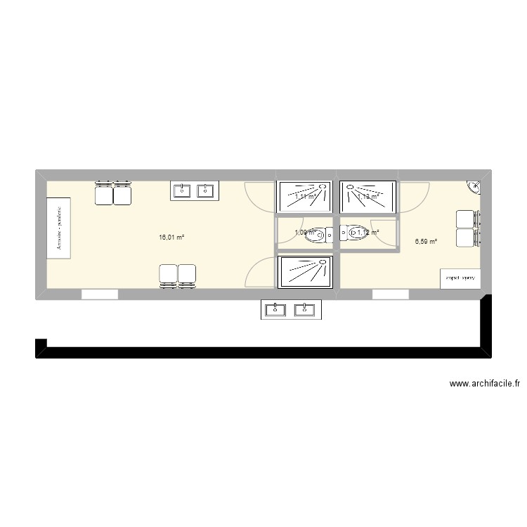 usc5. Plan de 6 pièces et 27 m2