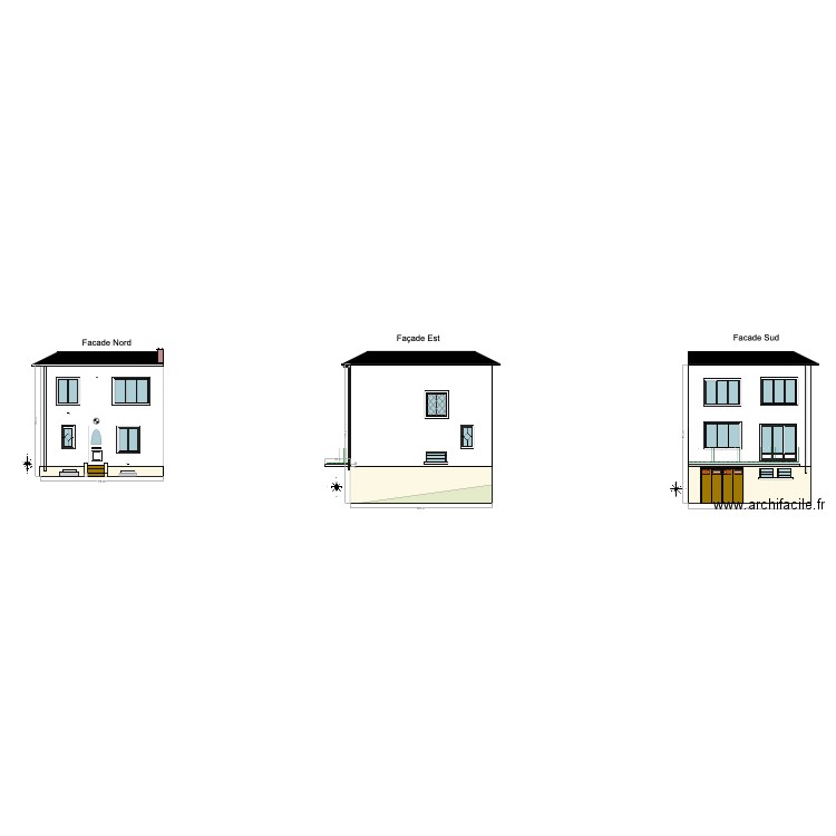 Facade max. Plan de 4 pièces et 47 m2