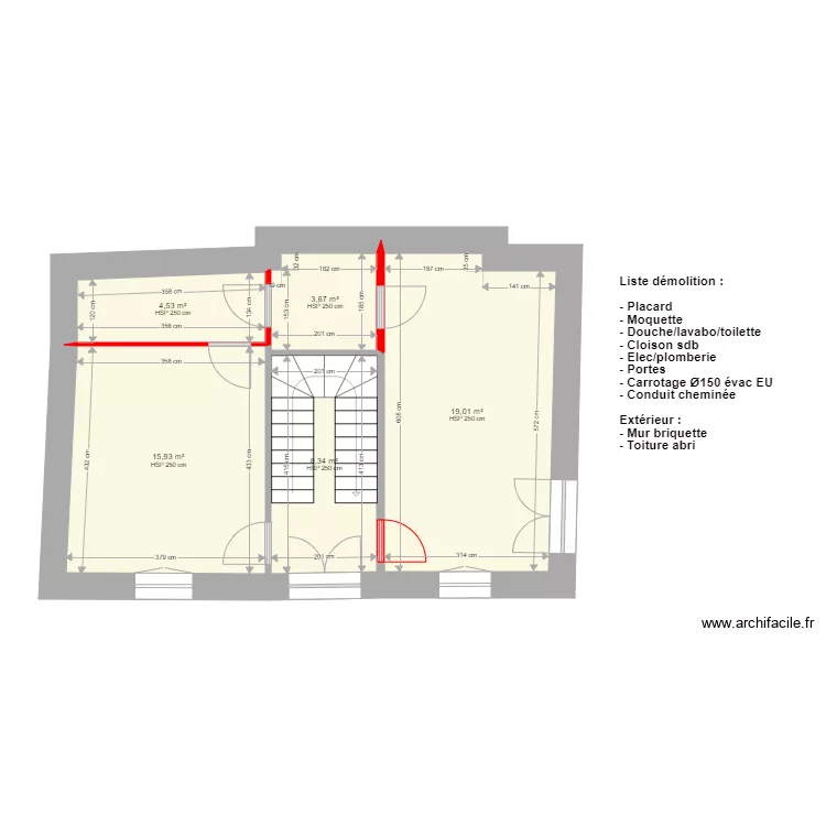 Malaucene R1 d&eacute;molition. Plan de 