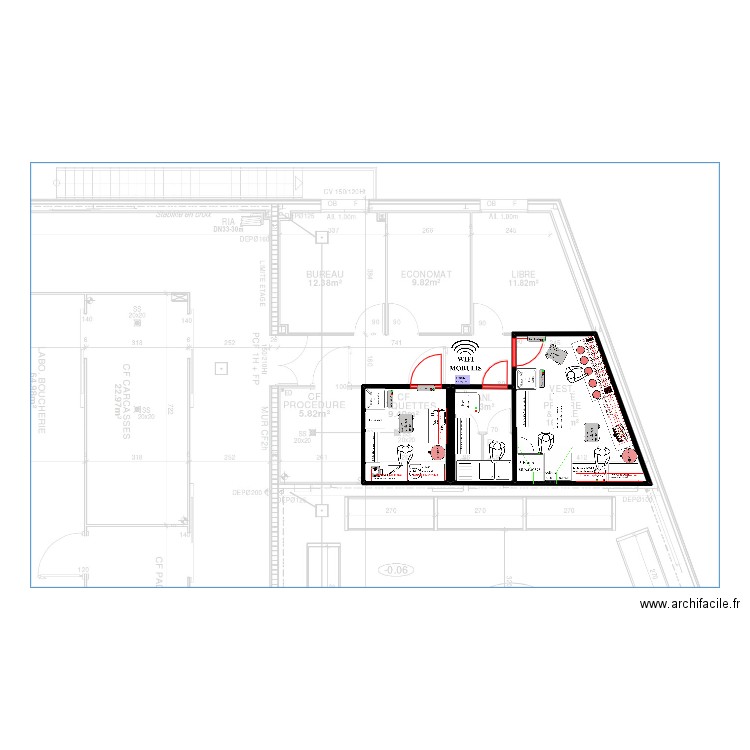 Bonne. Plan de 3 pièces et 30 m2