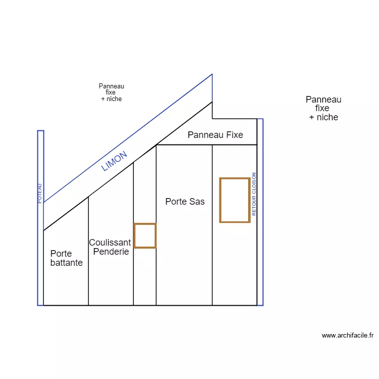 meuble sous escalier. Plan de meuble sous escalier. Plan de