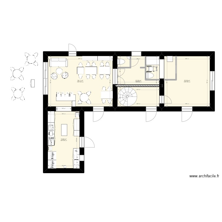 La Ceriseraie RDC aménagement. Plan de 4 pièces et 104 m2