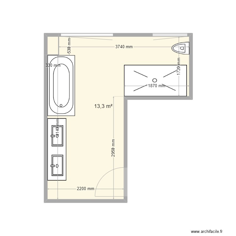 SDB V1. Plan de 0 pièce et 0 m2