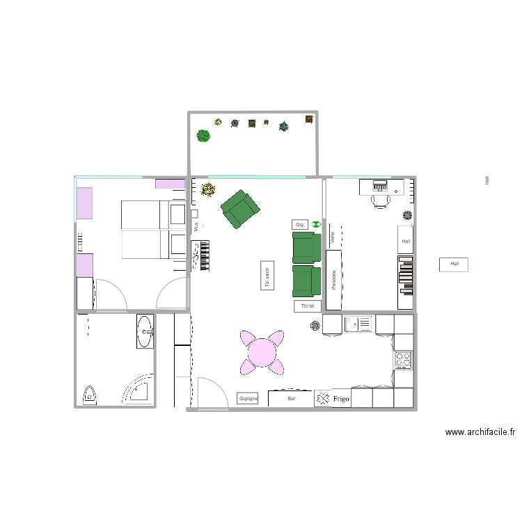 Résidence1. Plan de 4 pièces et 40 m2