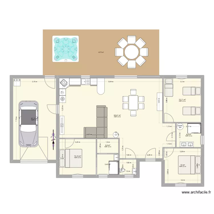 Maison 3 ch. Plan de 8 et 129 m² Maison 3 ch. Plan de 8 et 129 m²