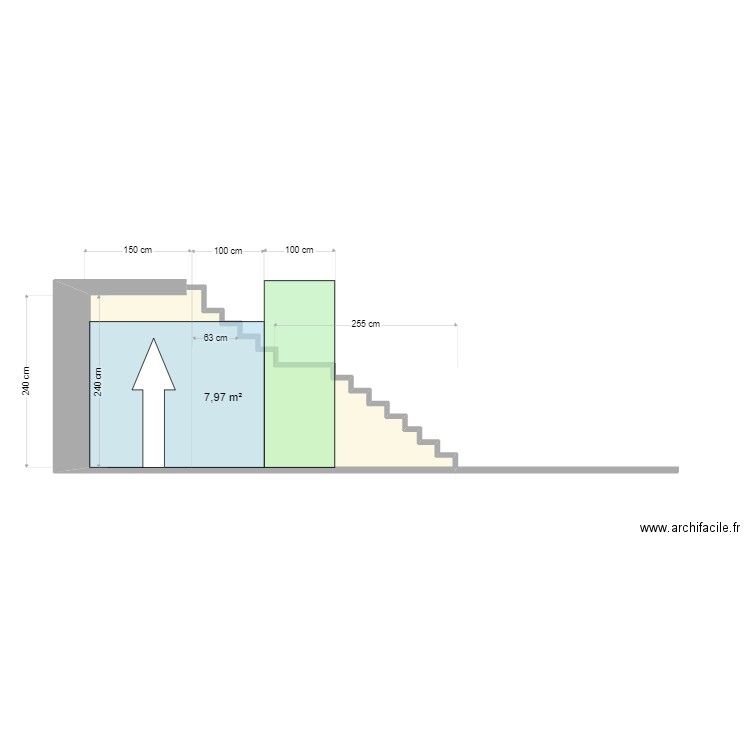 essai escalier . Plan de 1 pièce et 8 m2