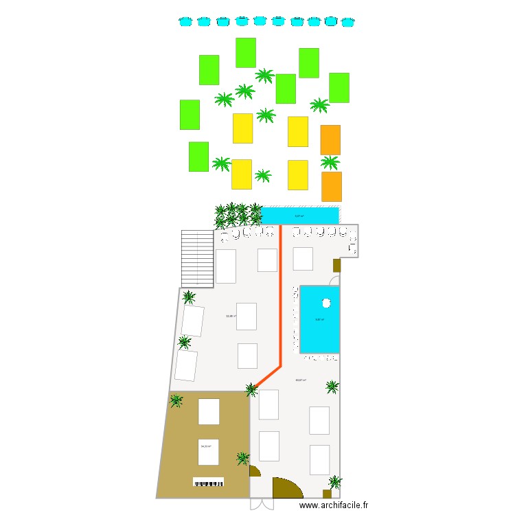 VIDA HERMOSA . Plan de 5 pièces et 169 m2