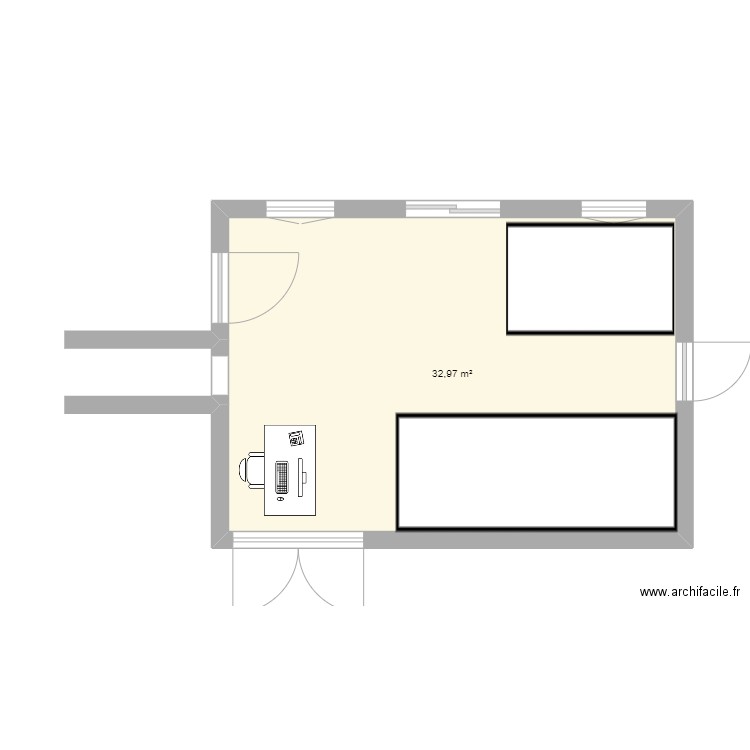 TREMOLAT. Plan de 1 pièce et 33 m2