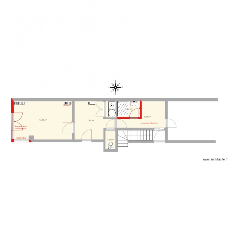 rez de chaussée saint ouen projet sans meubles 2507. Plan de 0 pièce et 0 m2