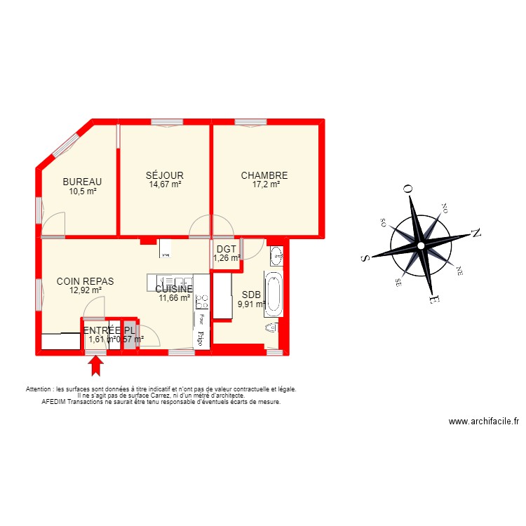 BI 11592 - . Plan de 11 pièces et 97 m2