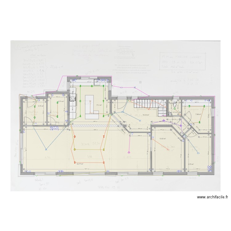 morane manu rdc 2. Plan de 9 pièces et 131 m2