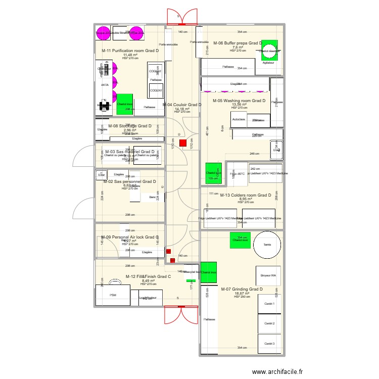 Layout Equipement - mobilier. Plan de 11 pièces et 100 m2