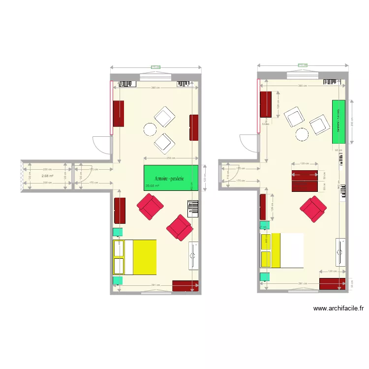 chambre suite parentale. Plan de 