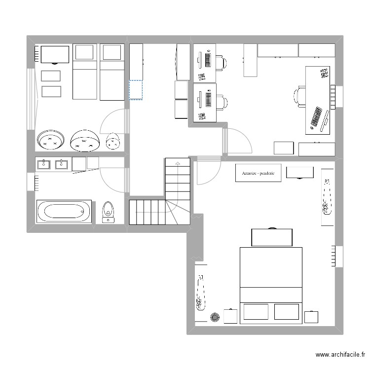 etage1. Plan de 6 pièces et 69 m2