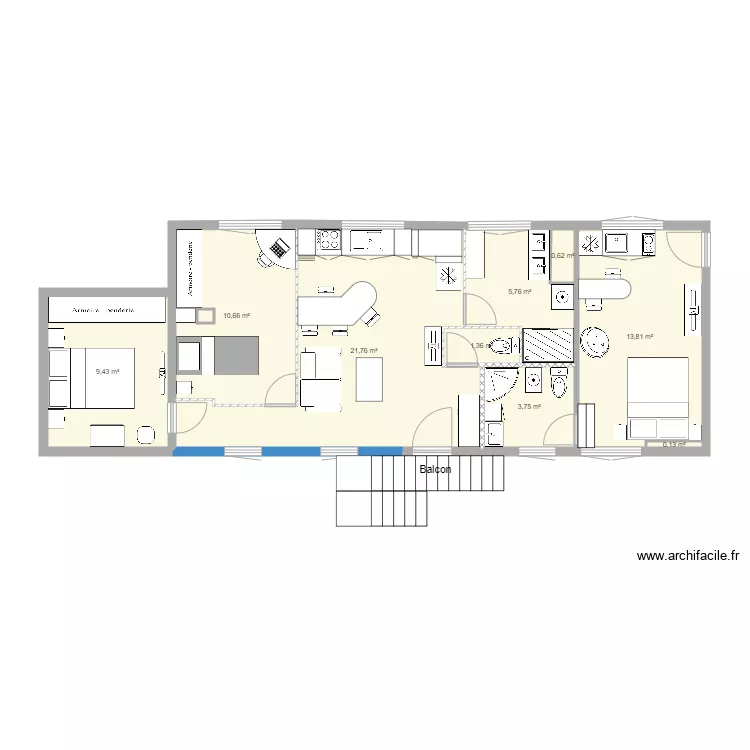 ITTEVILLE Etage Amenagement. Plan de 