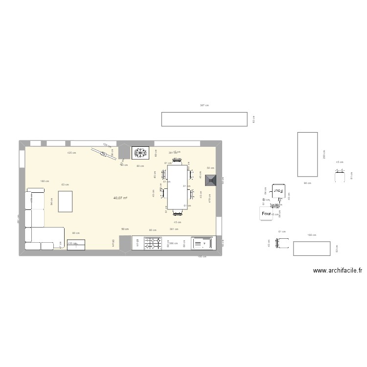 Maison RDC2. Plan de 1 pièce et 40 m2