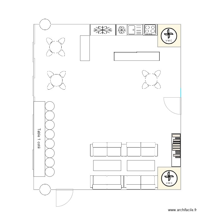 Concept salle classe. Plan de 2 pièces et 3 m2