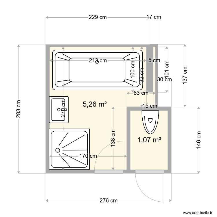 Fermette projet 2. Plan de 2 pièces et 6 m2