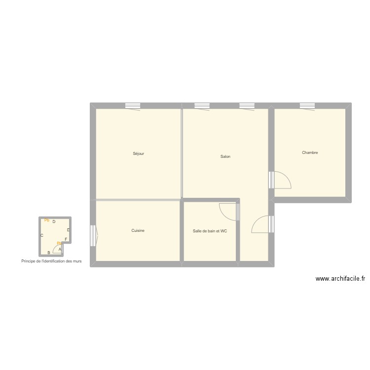 Croquis N7 . Plan de 6 pièces et 72 m2