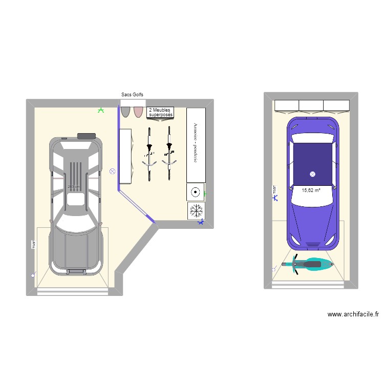 garage 1 cannes. Plan de 3 pièces et 44 m2