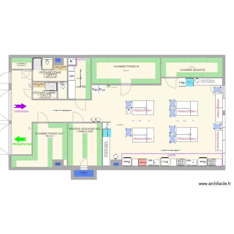 Atelier 13 - Shared Kitchen Anderlecht avec plan cuisine V2. Plan de 